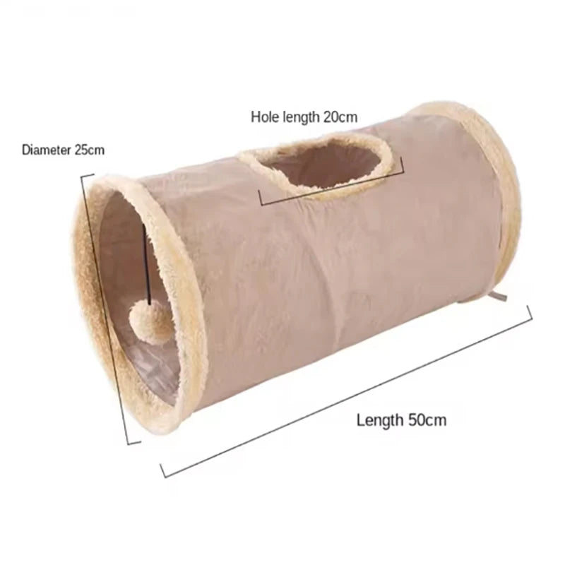 Tunnel en peluche pliable pour chat — suède douillet