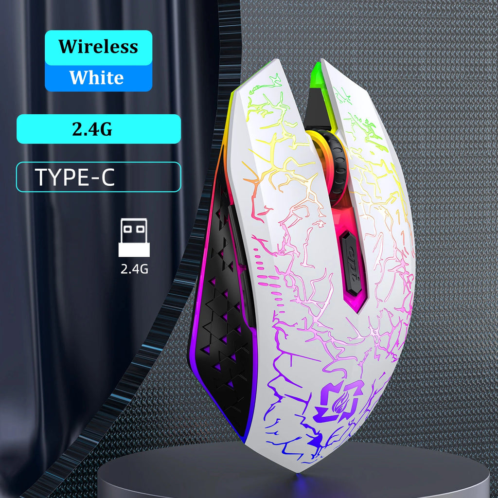 Souris de Jeu Sans Fil Ergonomique RGB – Bluetooth & 2.4G, Rechargeable (6 Boutons)