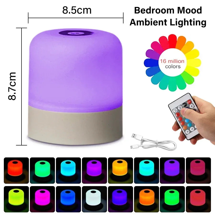 Veilleuse LED Rechargeable avec Télécommande – Tactile, RVB, Intensité Variable