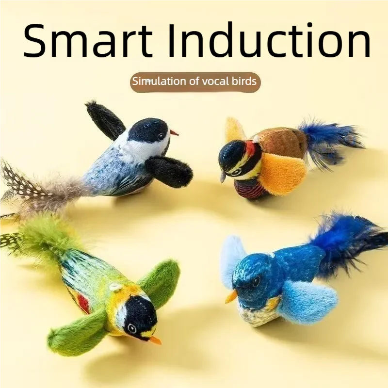 Oiseau interactif couineur pour chat — ailes qui battent
