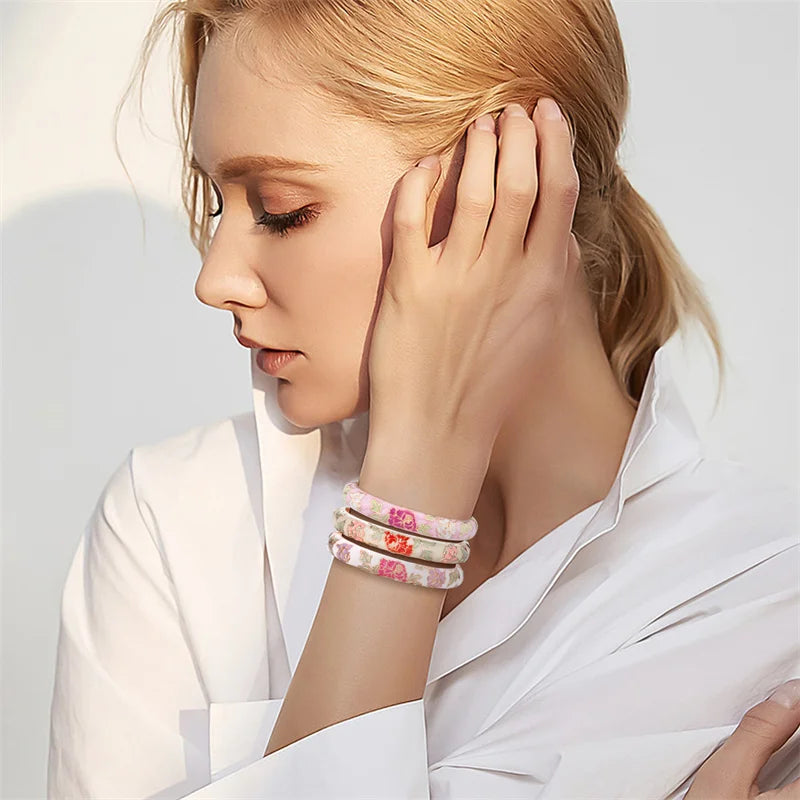 Bracelet Émaillé Fleur – Style Indien & Dubaï – Couleurs Premium