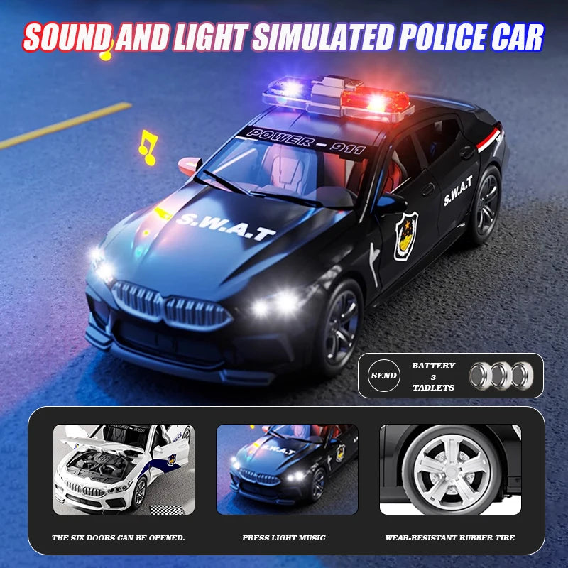 Voiture de Police Miniature 1:32 – Son & Lumière (Jouet & Collection)