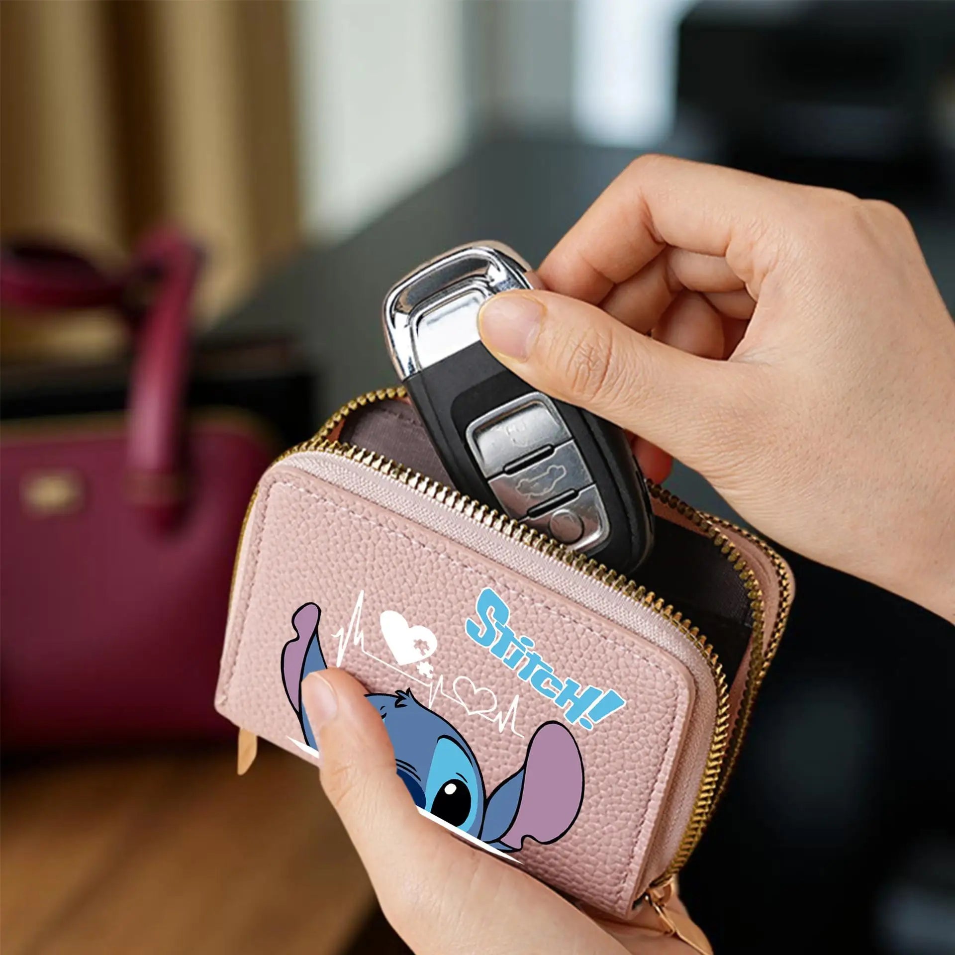 Portefeuille PU Design – Double Zip & Fentes Cartes (4 Couleurs)