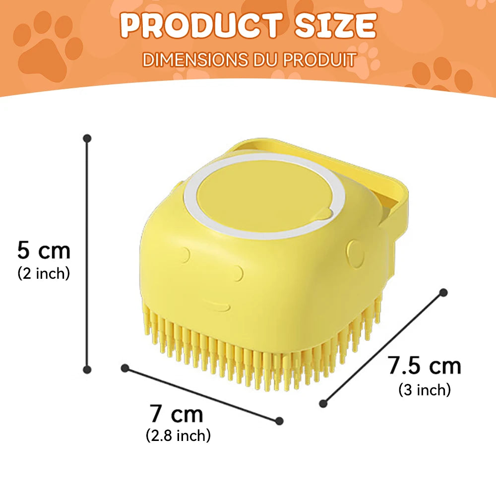 Brosse de bain en silicone pour chien et chat — distributeur de shampoing