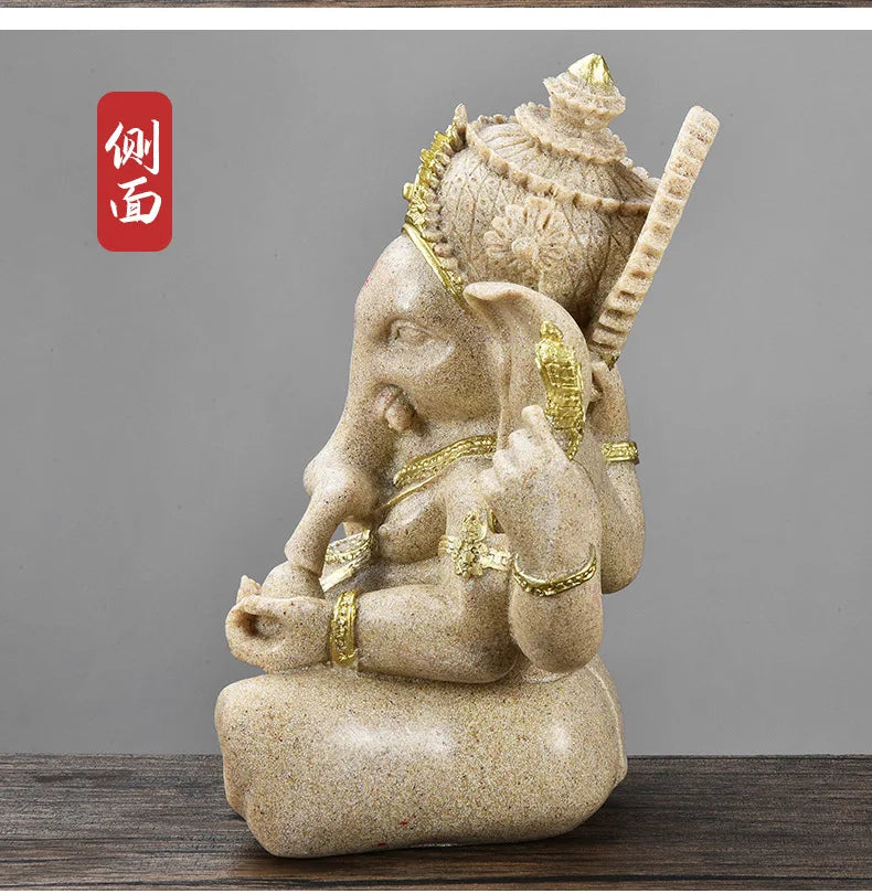 Statue Ganesha Dorée – Décoration Spirituelle & Élégante