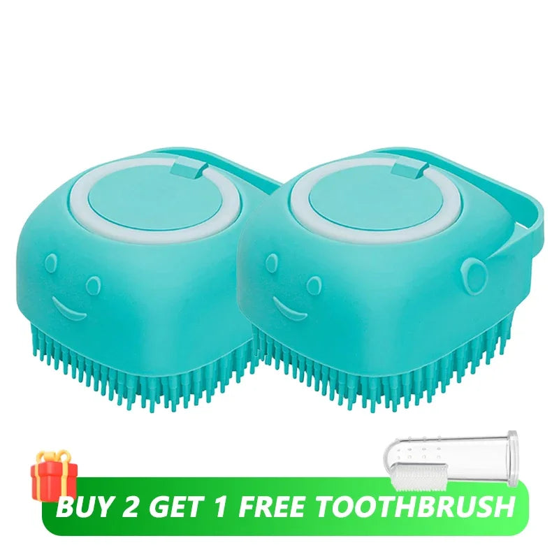 Brosse de bain en silicone pour chien et chat — distributeur de shampoing