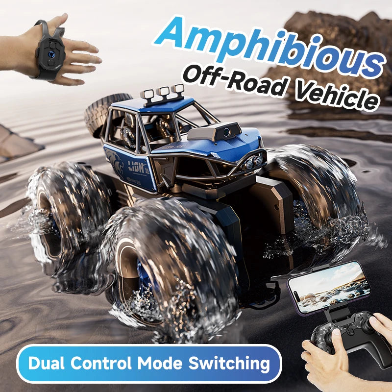 Voiture RC Amphibie Tout-Terrain 4WD – Contrôle Gestuel & Caméra HD