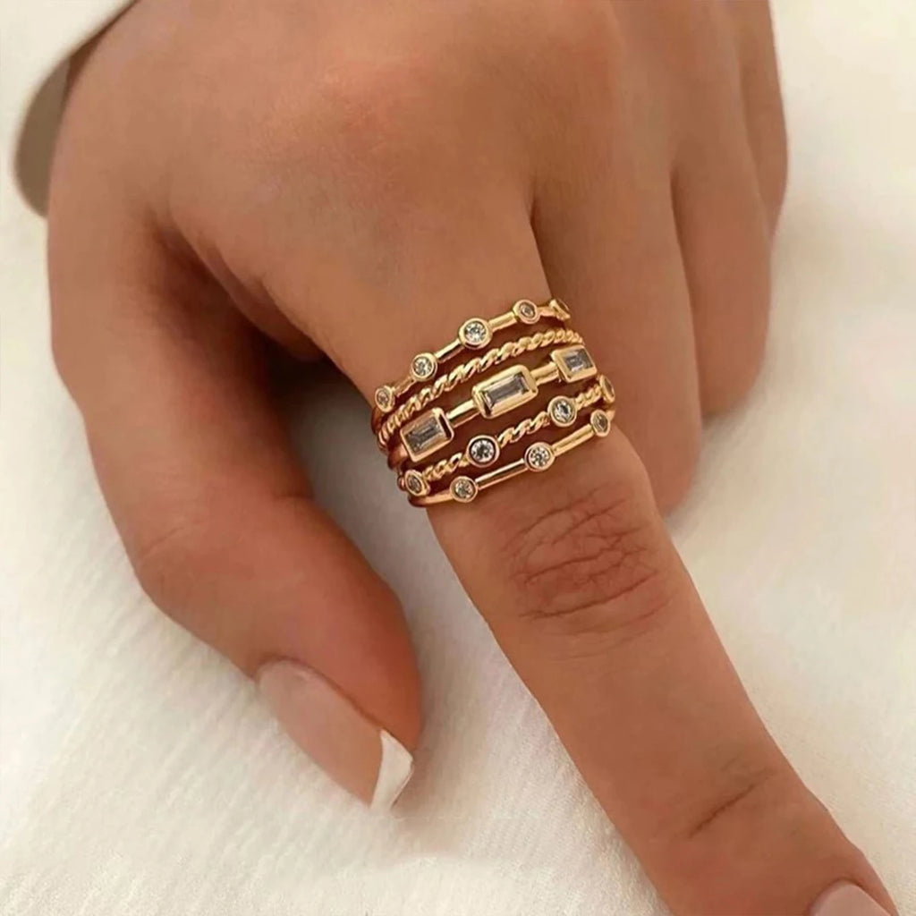 Bague Soleil Plaquée Or 18K – Pierre Naturelle & Design Creux Luxe