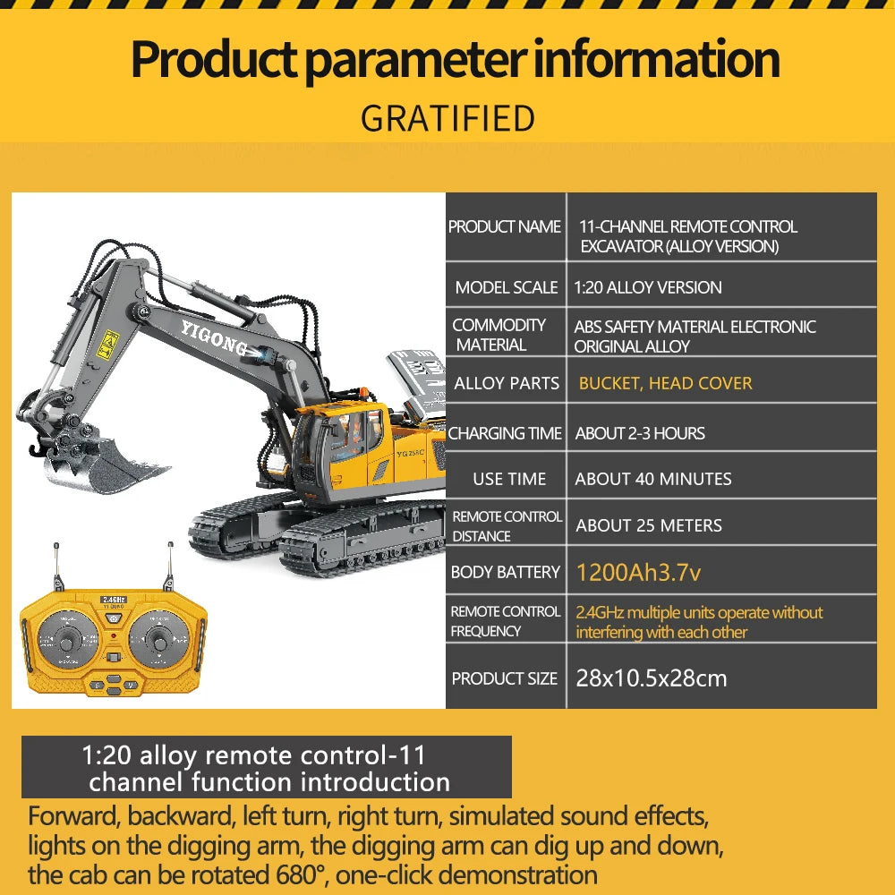 Véhicules de Chantier RC Teeggi 1:20 – Pelle, Bulldozer & Camion Benne Télécommandés