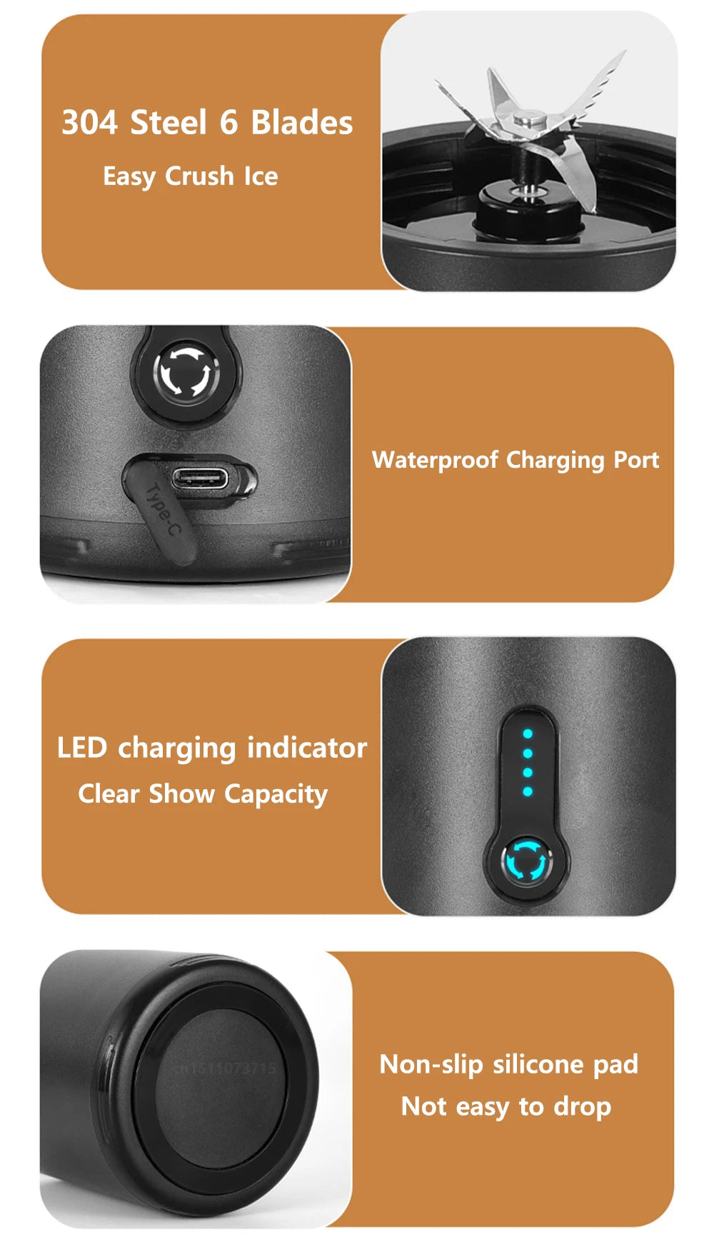 Mini Blender Portable HD-06 – Smoothies & Jus Frais (530 ml)