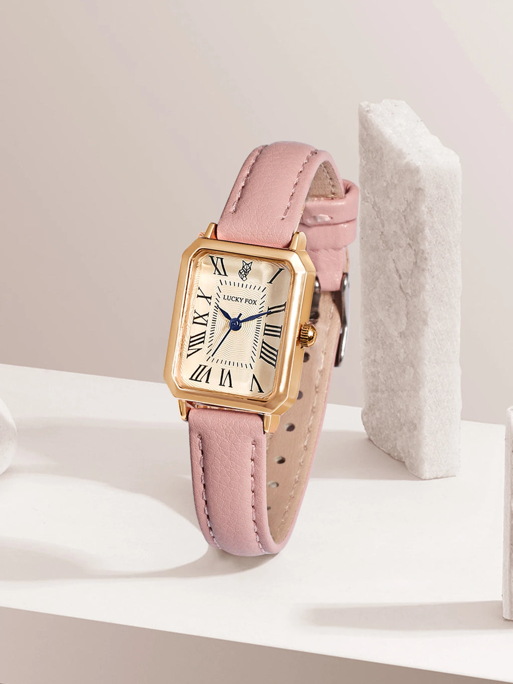 Montre Carrée Rétro Femme – Bracelet Cuir – LUCKYFOX L19