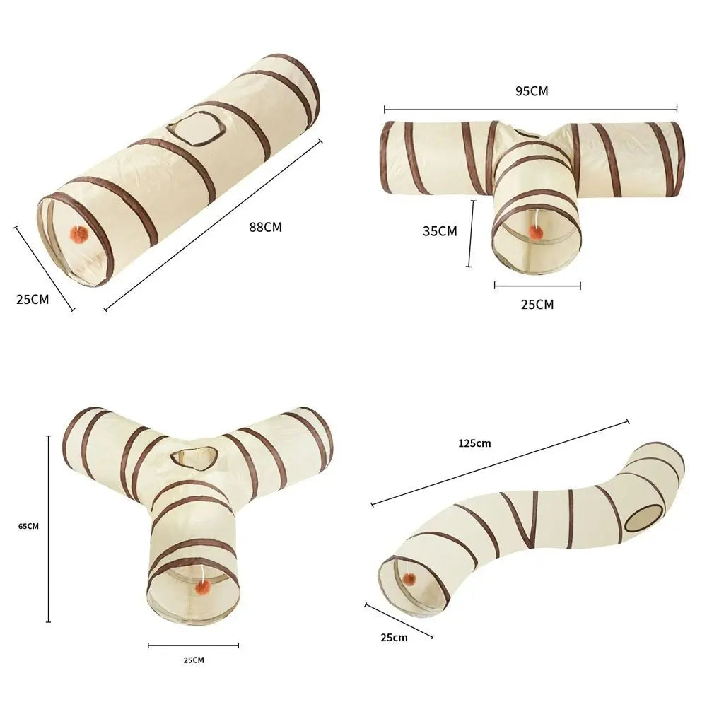 Tunnel de jeu pliable pour chat — structure renforcée, formes modulables