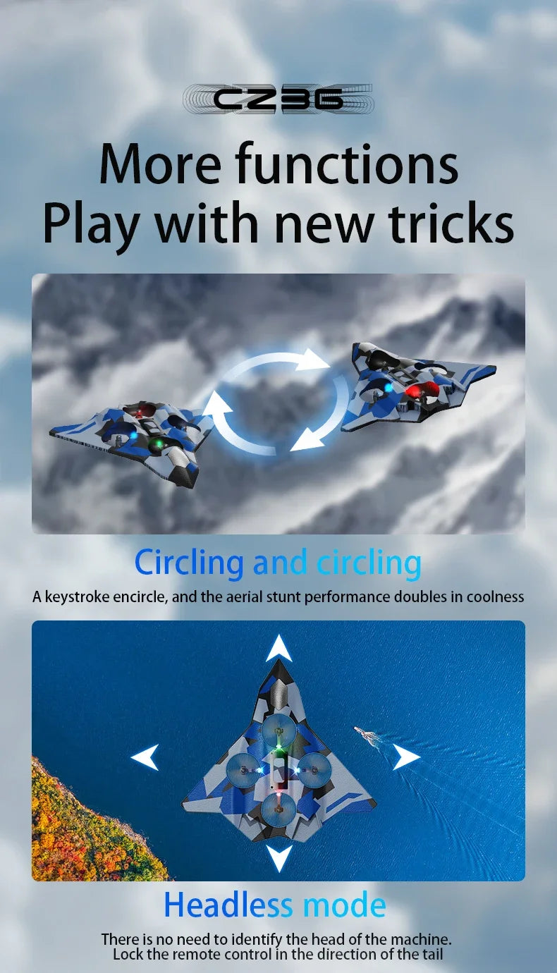 Avion RC en Mousse EPP – Planeur Cascade Électrique, Résistant aux Chocs (CZ01 / CZ36 / K500 Max)