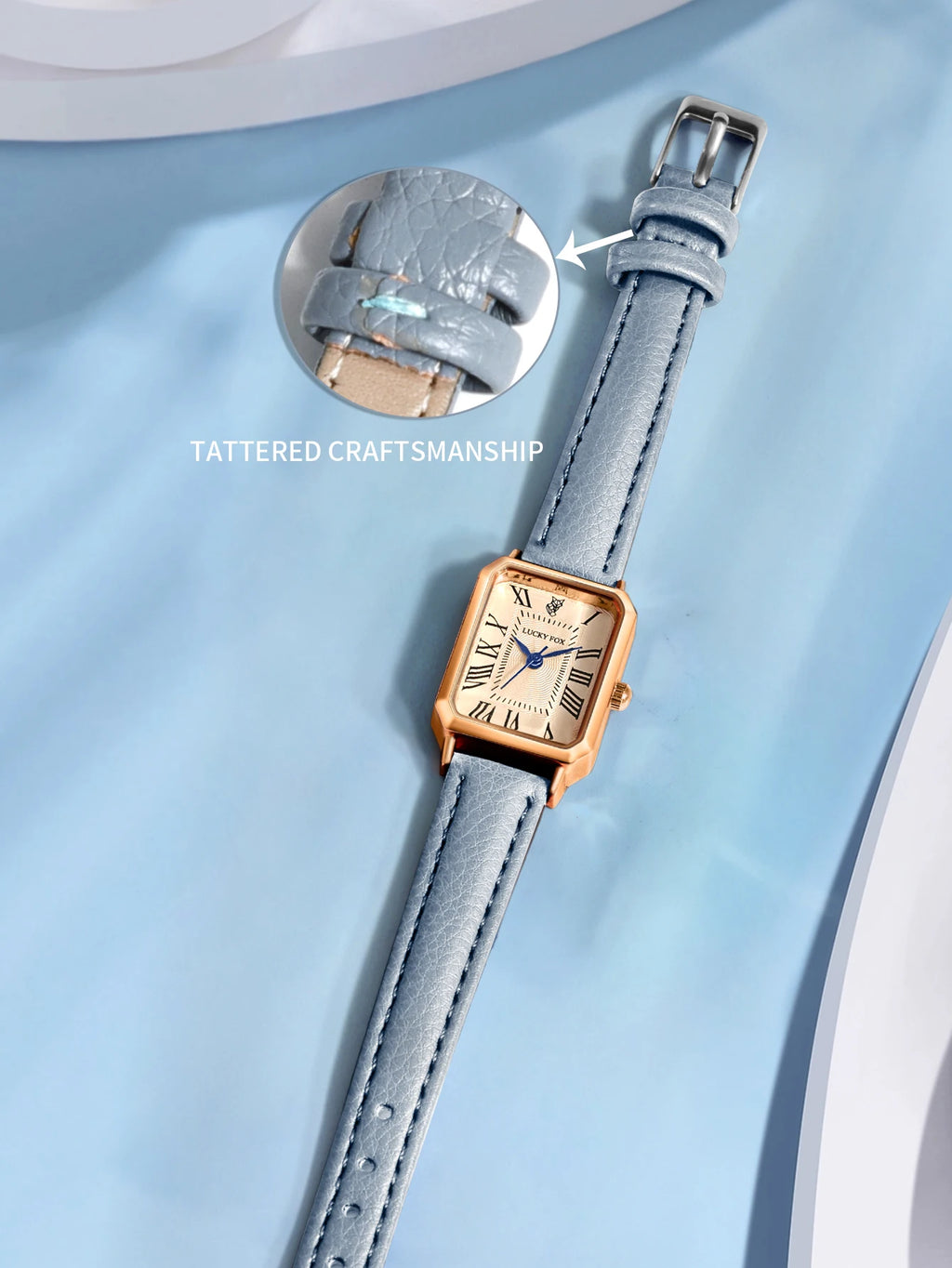 Montre Carrée Rétro Femme – Bracelet Cuir – LUCKYFOX L19