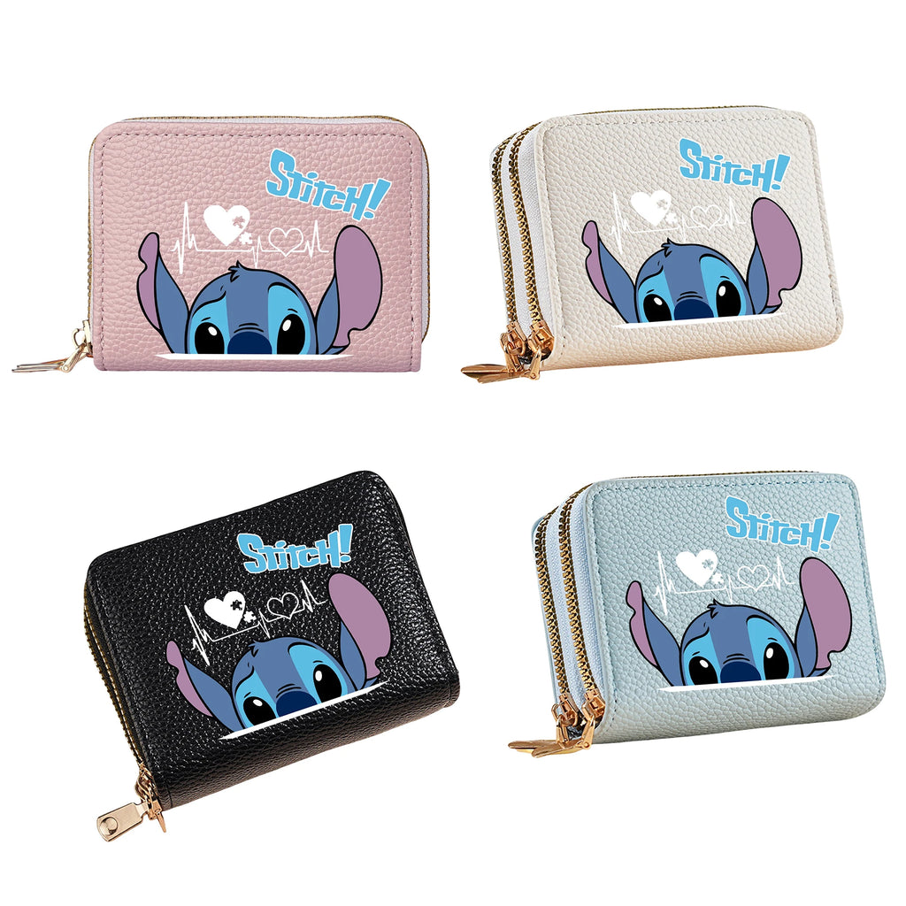 Portefeuille PU Design – Double Zip & Fentes Cartes (4 Couleurs)