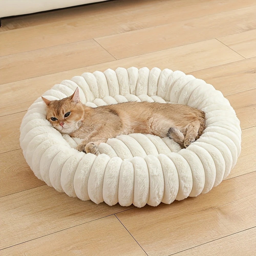 Panier rond apaisant ultra-doux pour chat et chien