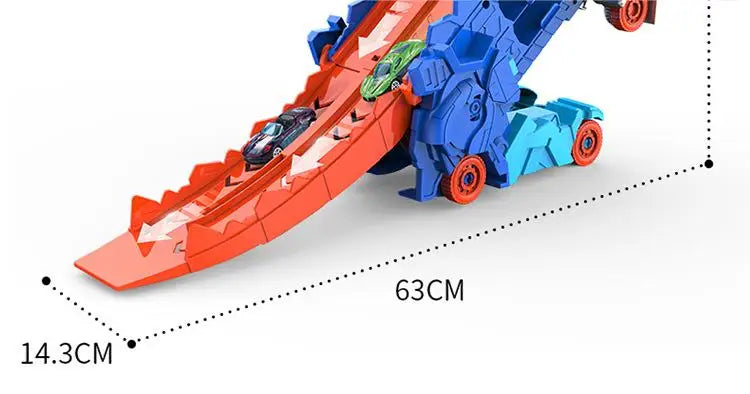 Camion Dinosaure avec Piste Pliable & Mini Voitures – Jouet Enfant 3+