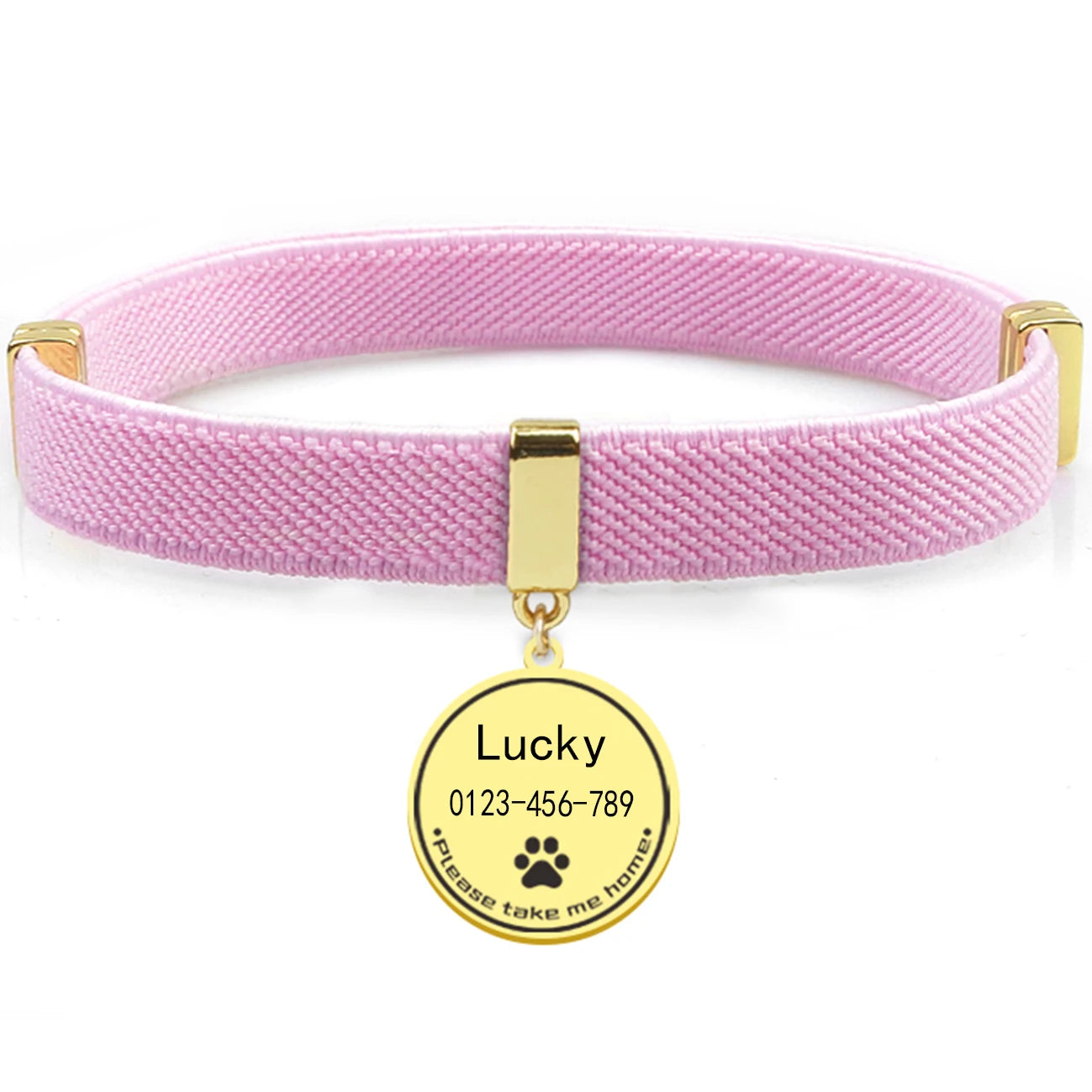 Collier chat personnalisable avec plaque métal gravée — sécurité