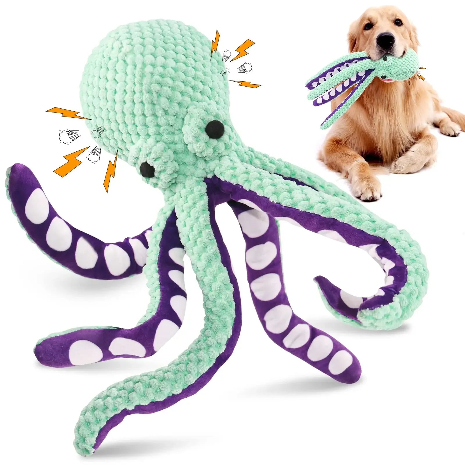 Jouet peluche pieuvre couineur pour chien — coquillage à mâcher anti-ennui