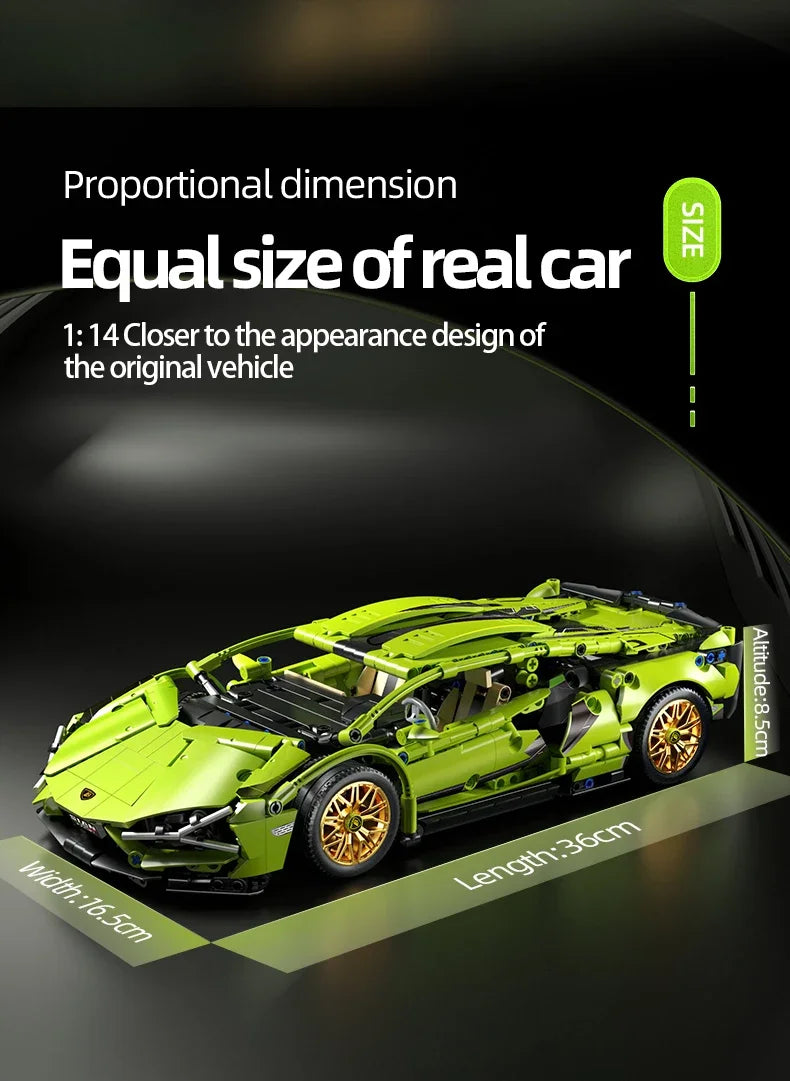 Voiture de Sport de Course – Kit de Construction Technique 1280 Pièces (Enfants & Adultes)