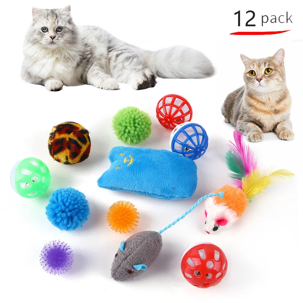Ensemble de jouets pour chat — tunnel, canne à plume, souris et balles