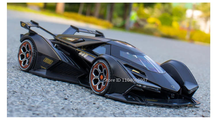 Supercar V12 GT – Modèle 1:22 en Alliage | Son & Lumière | Portes Rétractables