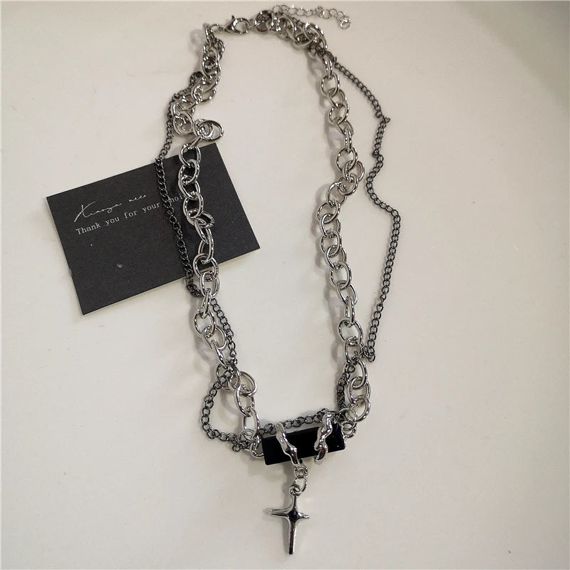 Collier Punk Rock – Cœur & Croix – Unisexe