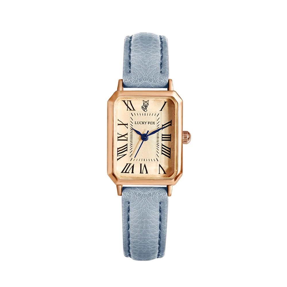 Montre Carrée Rétro Femme – Bracelet Cuir – LUCKYFOX L19