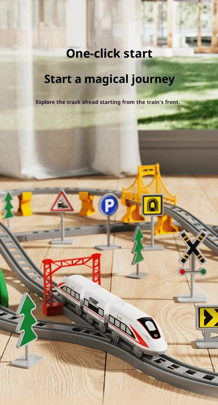 Ensemble de Train Électrique avec Piste – Modèle d’Assemblage & Véhicule à Grande Vitesse (64–119 PCS)