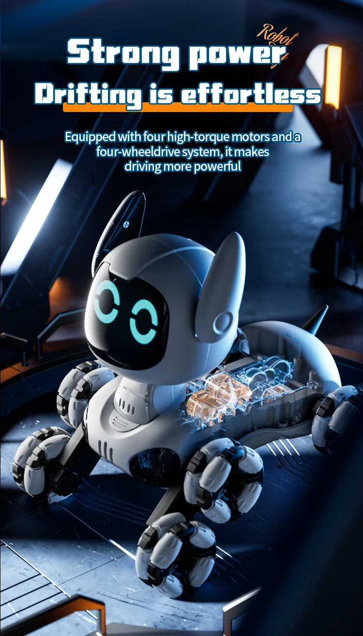 Robot Chien Cascadeur 8WD – Voiture RC Transformable avec Gestes & Lumières