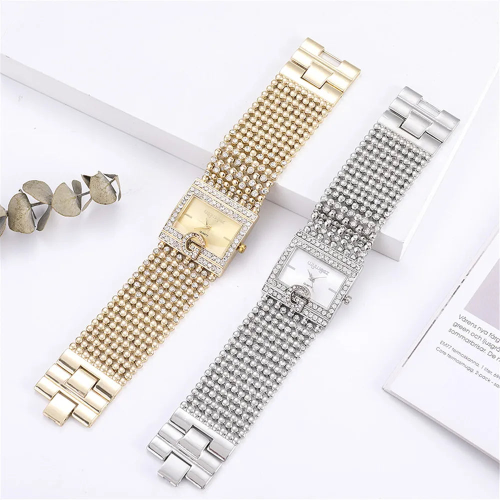 Montre Femme Luxe Décontracté – Quartz Analogique – Bracelet Acier Inoxydable – Strass Élégants