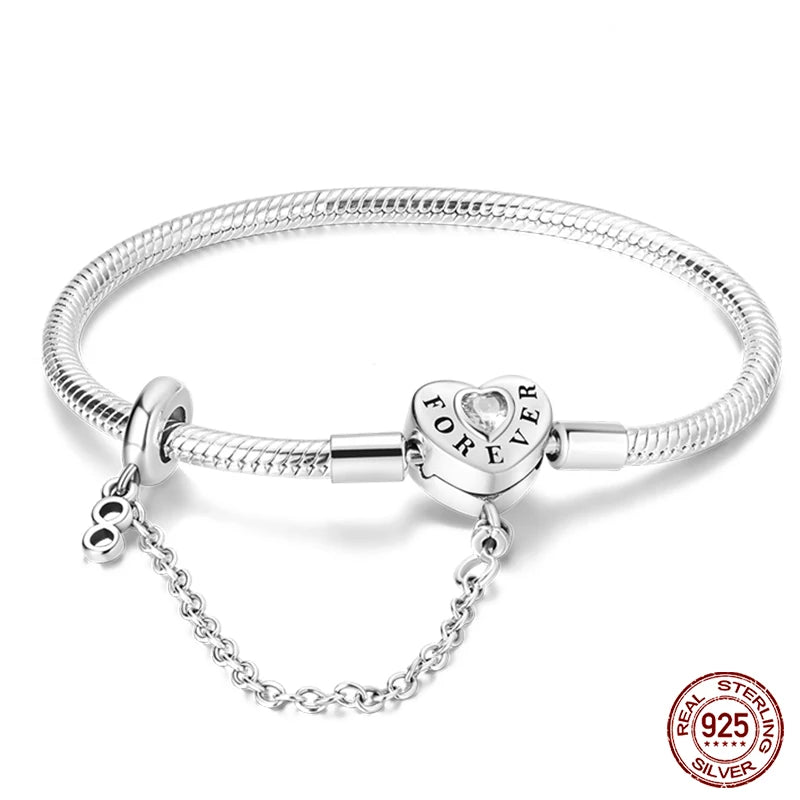 Bracelet en Argent 925 Original – Étoile, Lune & Trèfle Porte-Bonheur