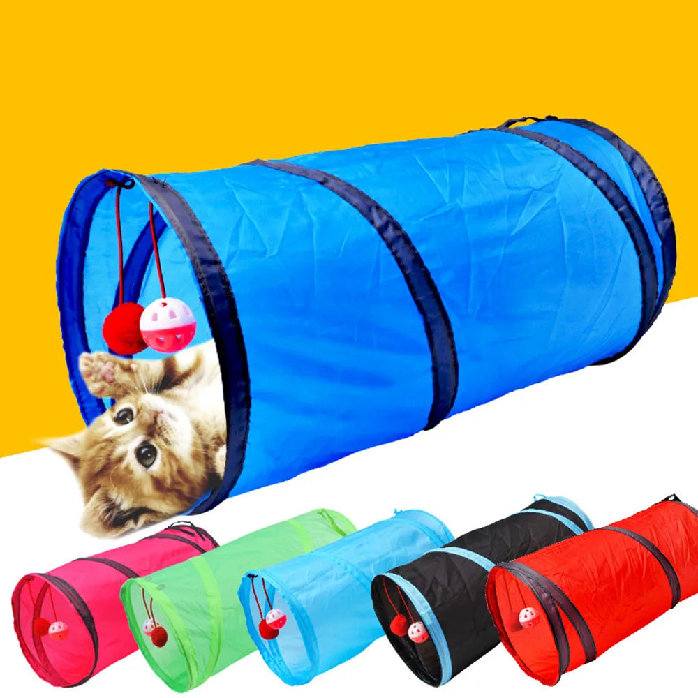 Tunnel de jeu pliable en tissu pour chat