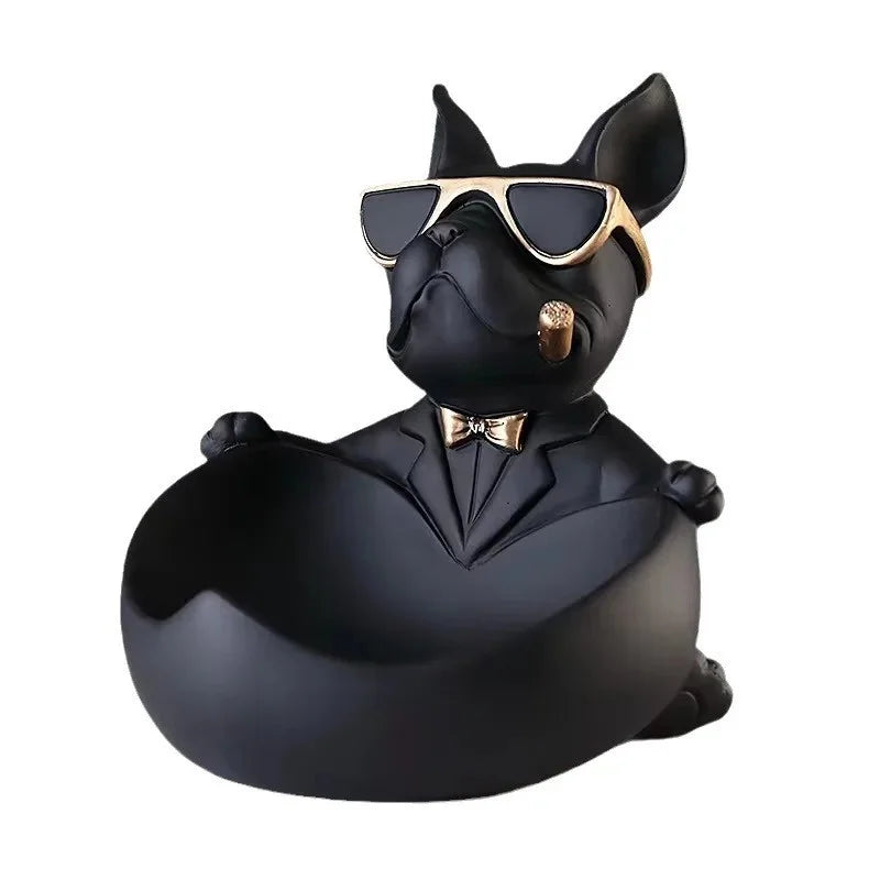 Figurine Chien avec Boîte de Rangement – Statue Décorative en Résine