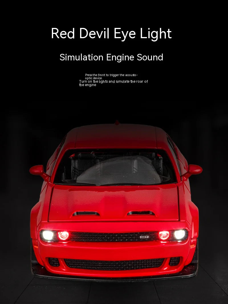 Dodge Challenger Hellcat – Modèle 1:32 en Alliage | Son & Lumière | Pull-Back