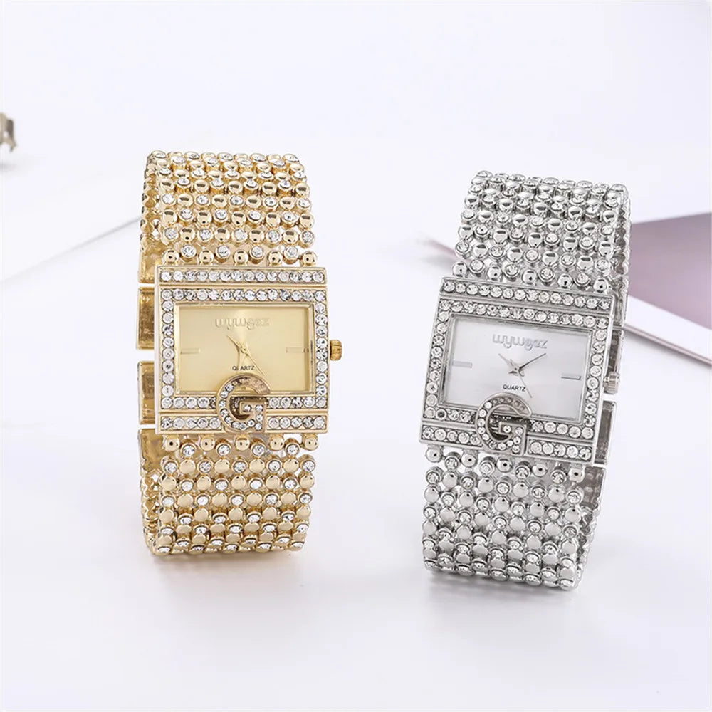 Montre Femme Luxe Décontracté – Quartz Analogique – Bracelet Acier Inoxydable – Strass Élégants
