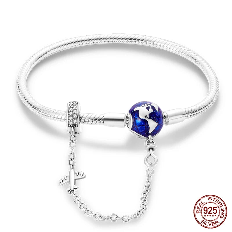 Bracelet en Argent 925 Original – Étoile, Lune & Trèfle Porte-Bonheur