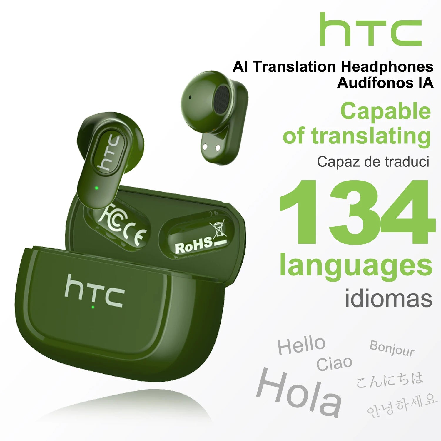 HTC NE51 – Écouteurs Bluetooth TWS Traducteur AI Ultra-Légers
