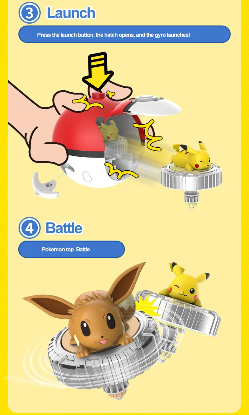 Toupie Pokémon – Pikachu, Mew, Évoli, Salamèche & Carapuce | Gyro Battle Pokéball