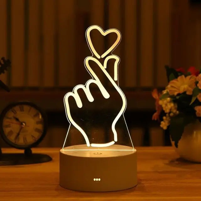 Lampe LED Acrylique 3D – Love Romantic & Ambiance Douce