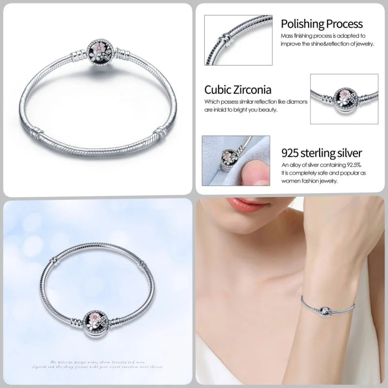 Bracelet en Argent 925 – Cœur Pavé Zircone & Infinity – 17 à 20 cm