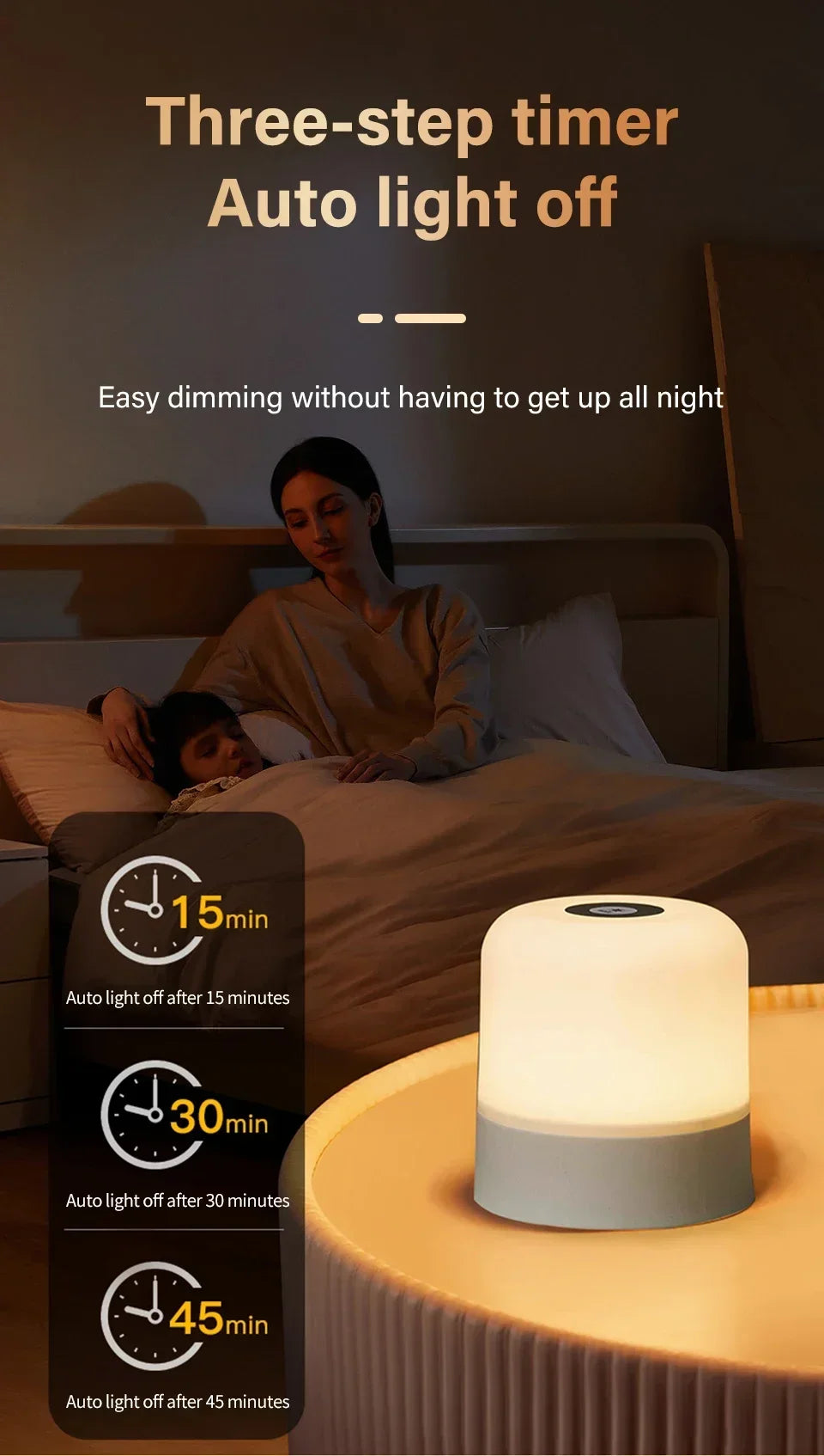 Veilleuse LED Rechargeable avec Télécommande – Tactile, RVB, Intensité Variable