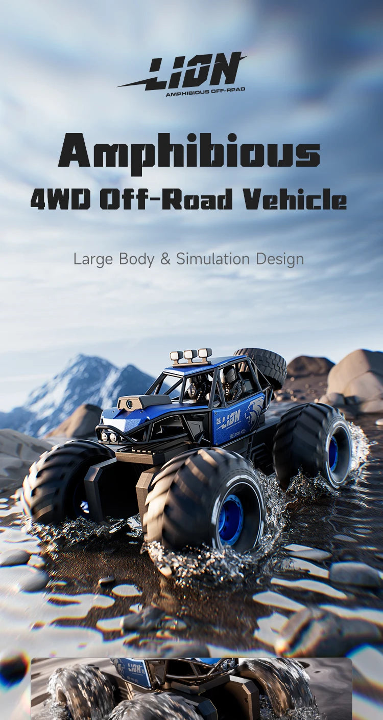 Voiture RC Amphibie Tout-Terrain 4WD – Contrôle Gestuel & Caméra HD