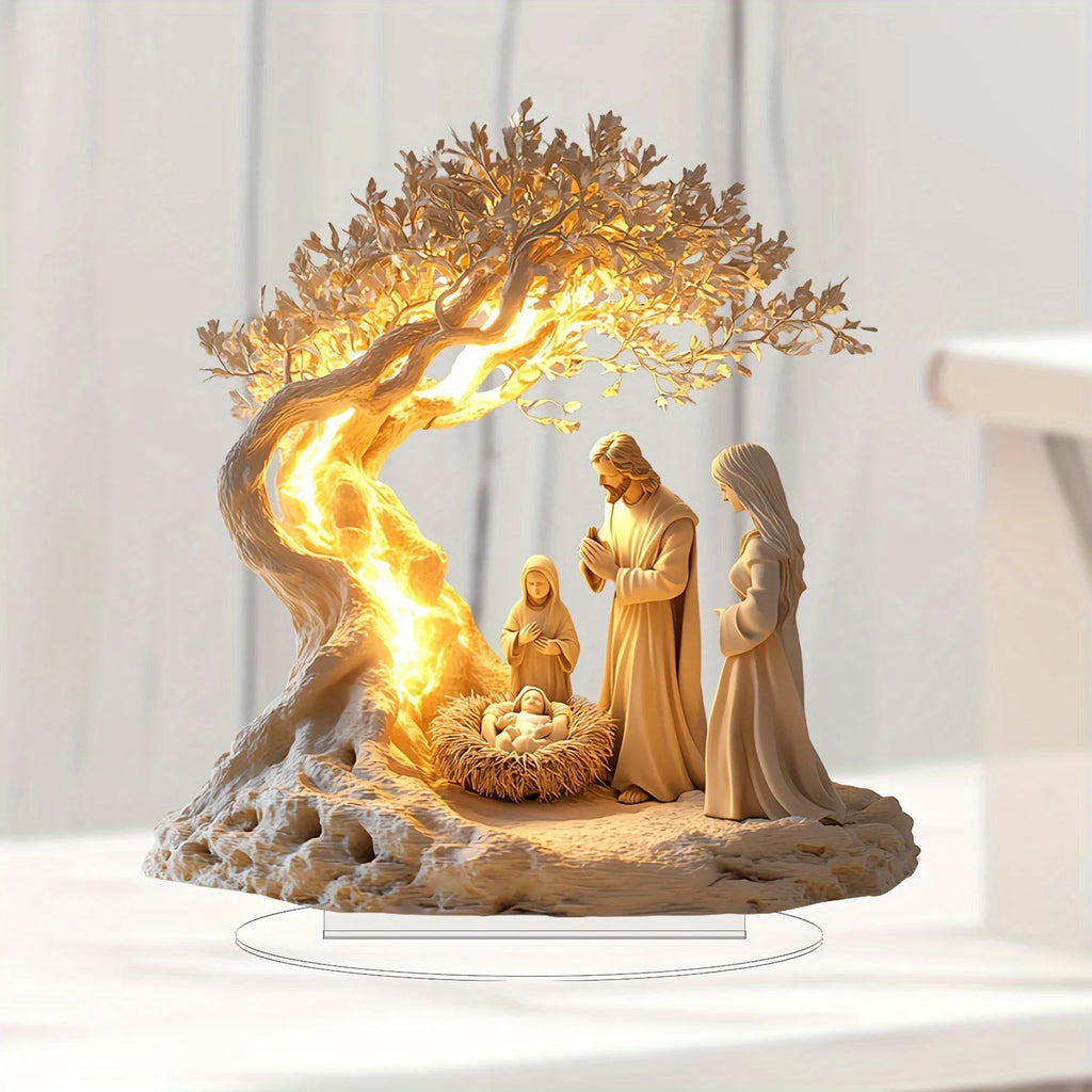 Décoration Nativité « Arbre de Vie » en Acrylique – Cadeau de Naissance & Noël