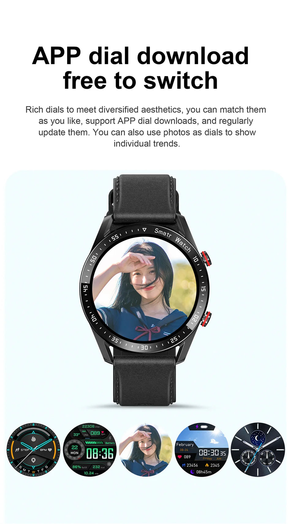 Montre Connectée Bluetooth ChiBear – Écran Rond HD 1.28’’ (IP67)