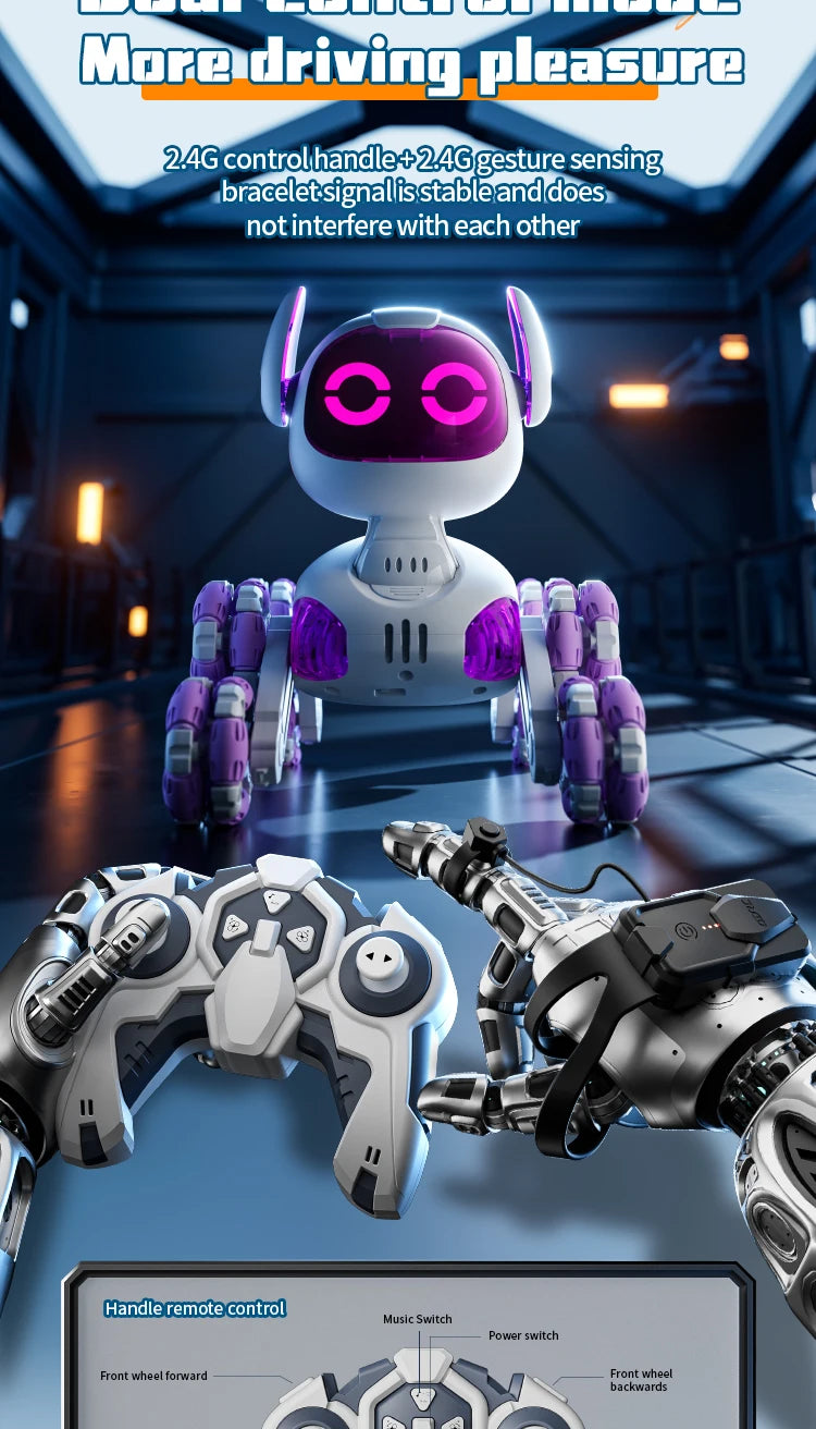 Robot Chien Cascadeur 8WD – Voiture RC Transformable avec Gestes & Lumières