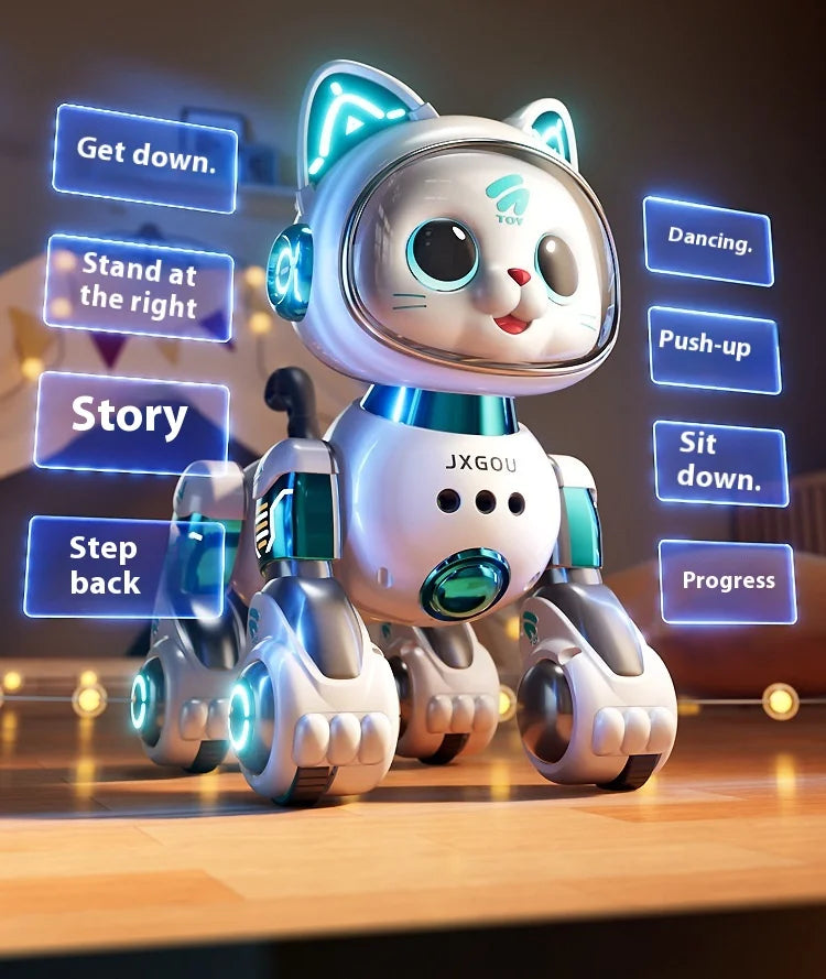Jouet Robot Chat Télécommandé – Marche, Lumières & Actions – Cadeau Enfant