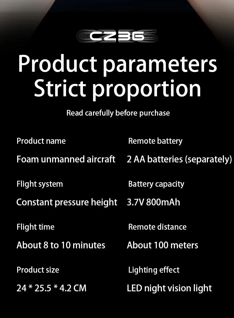 Avion RC en Mousse EPP – Planeur Cascade Électrique, Résistant aux Chocs (CZ01 / CZ36 / K500 Max)