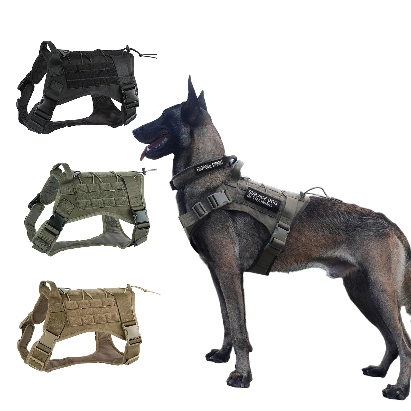 Harnais tactique de service pour grand chien — réglable