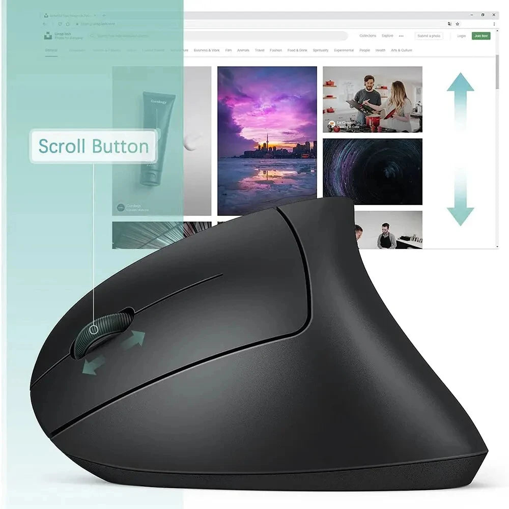 Souris Verticale Ergonomique Sans Fil – 2.4GHz, 6 Boutons, DPI Réglable